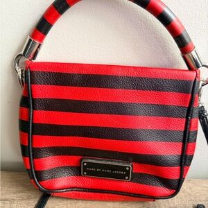 Marc by Marc Jacobs Red and Black Striped Crossbody Bag